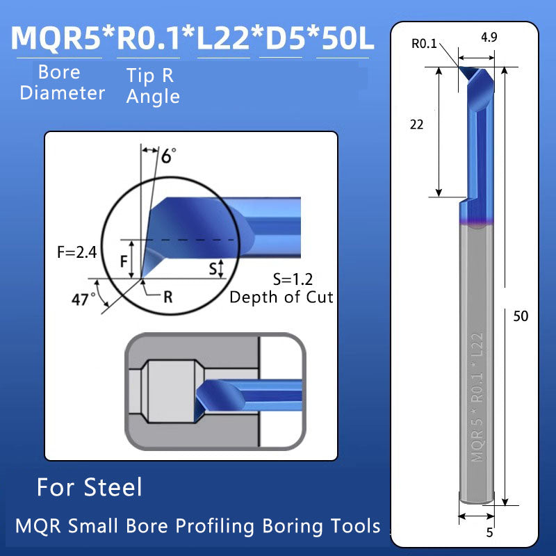 Small Hole Boring Tool Tungsten Steel Alloy MQR CNC Shockproof Inner Hole Boring Bar Micro Small Hole Turning Tool Shandong Denso Pricision Tools Co.,Ltd.